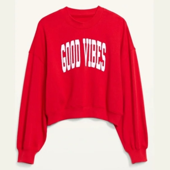 Old Navy Good Vibes Red Sweatshirt - Picture 1 of 9